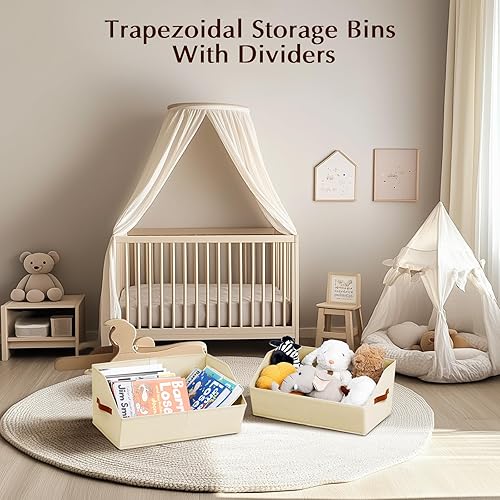 Miniatura 7 de Organizadores de armario y contenedores de almacenamiento, paquete de 8 cubos trapezoidales divididos plegables con mango naranja para organizar