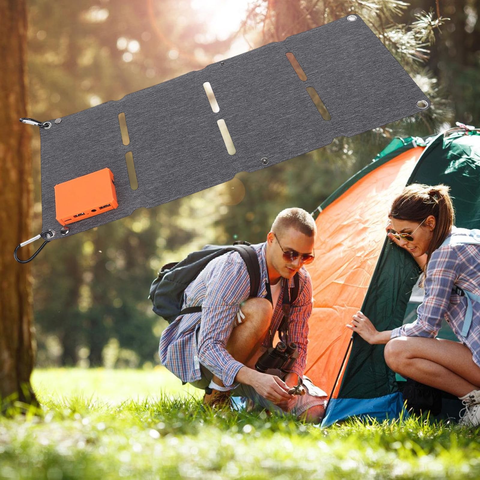 Pannello solare pieghevole ETFE ad alta efficienza 40W con USB e uscite Accessorio portatile per campeggio e zaino in spalla Pannello solare pieghevole