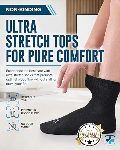 Miniatura 9 de Doctor's Select Calcetines de bambú para diabéticos para mujeres y hombres, 4 pares de calcetines para diabéticos para mujer  Calcetines de bambú