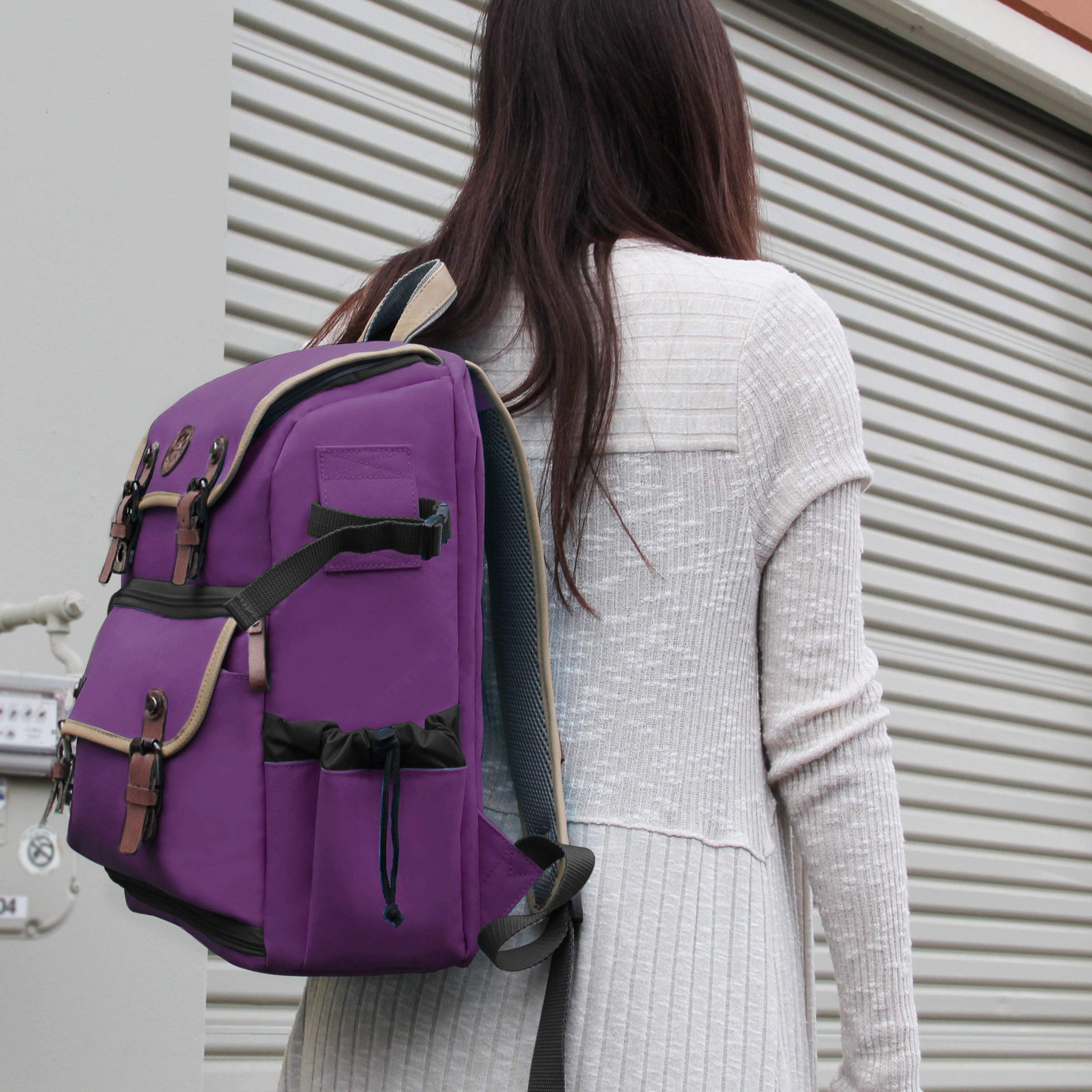 Sac à Dos pour Appareil Photo Reflex Numérique Avec Compartiment à Tablette, Séparateurs Modulables, Support Trépied & Housse Imperméable pour Canon, Nikon, Olympus et autres - Violet - par Gogroove