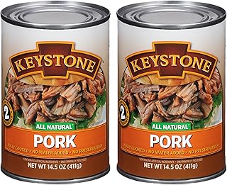 Meats All Natural Heat and Serve Canned Pork, 14.5 oz – Fully Cooked and Ready to Eat – Shelf Stable for 5 Years – Canned Meat for Everyday Meals, Emergency Survival Food, and Long-Term Storage – Gluten-Free, No Carbs, Non-Perishable – Made in USA – Pack of 2