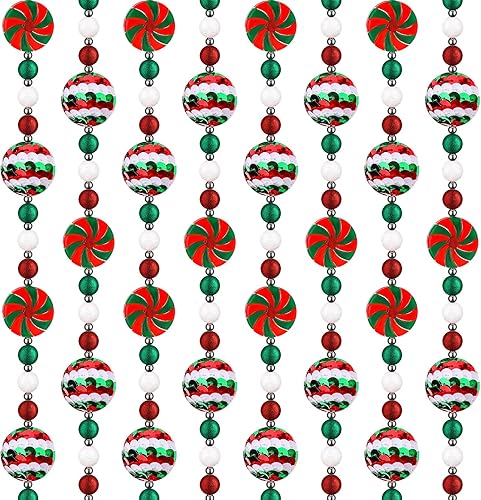 Guirnalda de bastones de caramelo de Navidad de 16 pies, adornos de menta, guirnalda de caramelos, coronas de bolas de Navidad, adornos colgantes disponible en Yaxa Peru