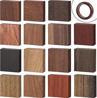 PAGOW 15Pcs Natural Sandalwood Wood Blanks Ring Craft, Wooden Jewelry Blanks, Craft Wood, 3x3x1cm