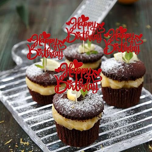 Miniatura 5 de Paquete de 30 adornos para cupcakes de feliz cumpleaños con purpurina para el día de San Valentín para el día de San Valentín tema de amor baby