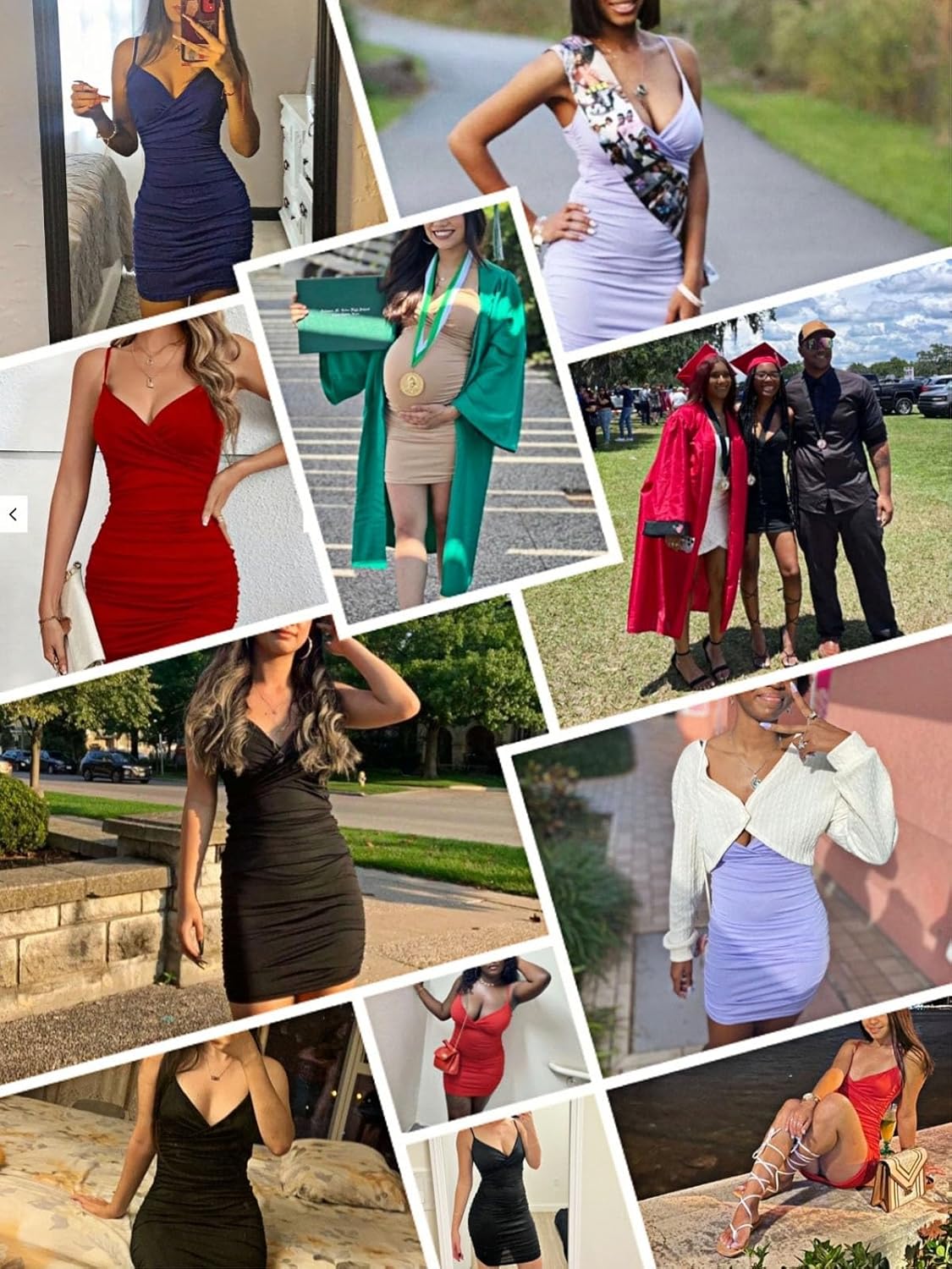 Women's 2024 Sexy V Neck Spaghetti Straps Wrap Ruched Sheath Bodycon Cocktail Dress Evening Party Night Club Dresses - Image 6