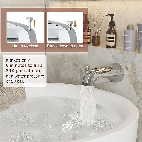 Miniatura 5 de Juego de grifo de ducha, grifo de bañera de cromo con cabezal de ducha de lluvia de 8 pulgadas totalmente metálico y caño de bañera, kit de ajuste