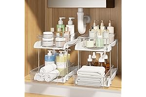 2 Pack efuytech Multi-Purpose Under Sink Organizers and Storage, 2-Tier Stackable Bathroom...