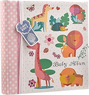 Álbum de fotos de 10 x 15 cm para 200 fotos, diseño de animales del bosque, color rosa