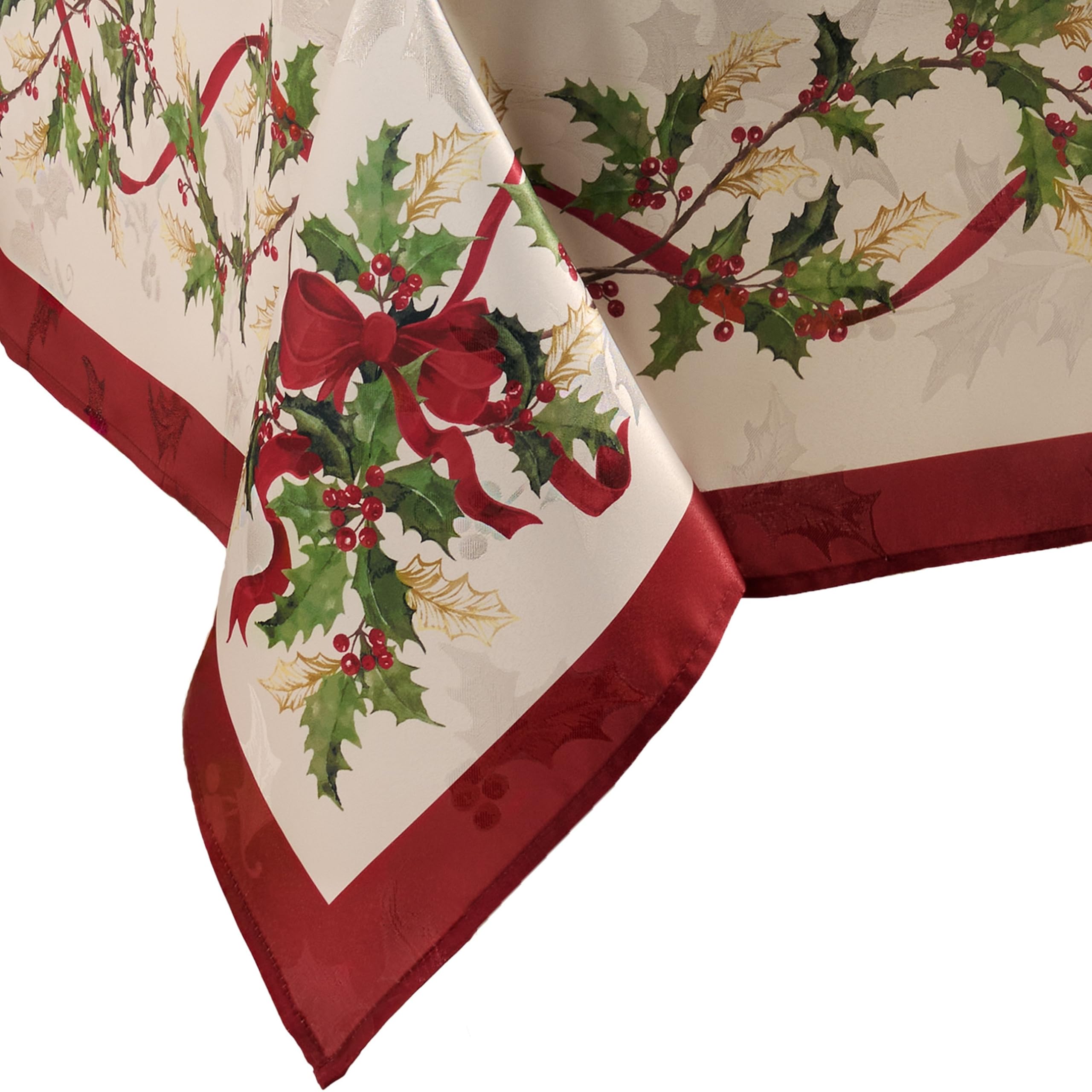 Elrene Home Fashions Villeroy & Boch Winter Bows & Garland Christmas/Holiday Tablecloth, 60"x144" Rectangle