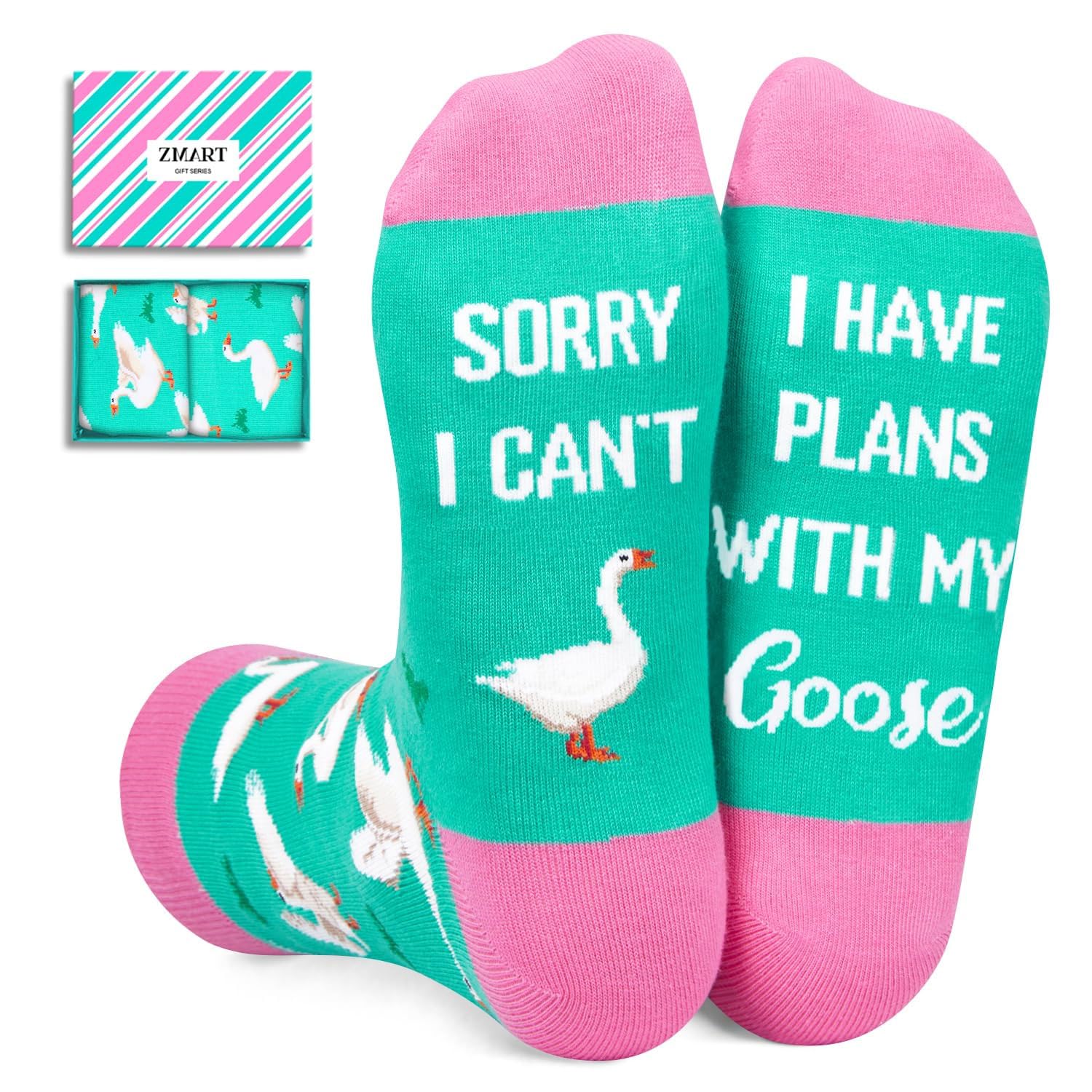 Goose Duck Chicken Gifts - Novelty Funny Chicken Goose Duck Socks With Greeting Card