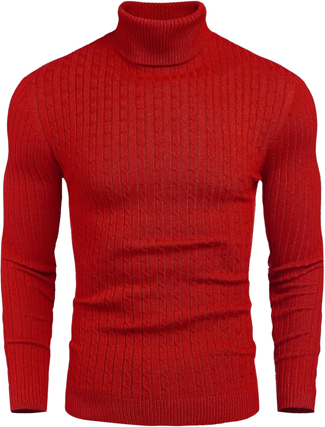 nine bull Mens Slim Fit Turtleneck Sweater Cable Knit Thermal Pullover Sweater