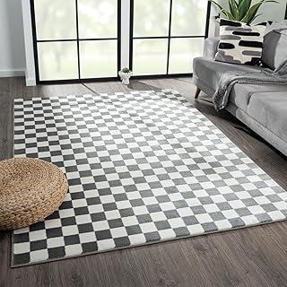 LUXE WEAVERS Geometric Checkered Gray and White 5x7 Area Rug