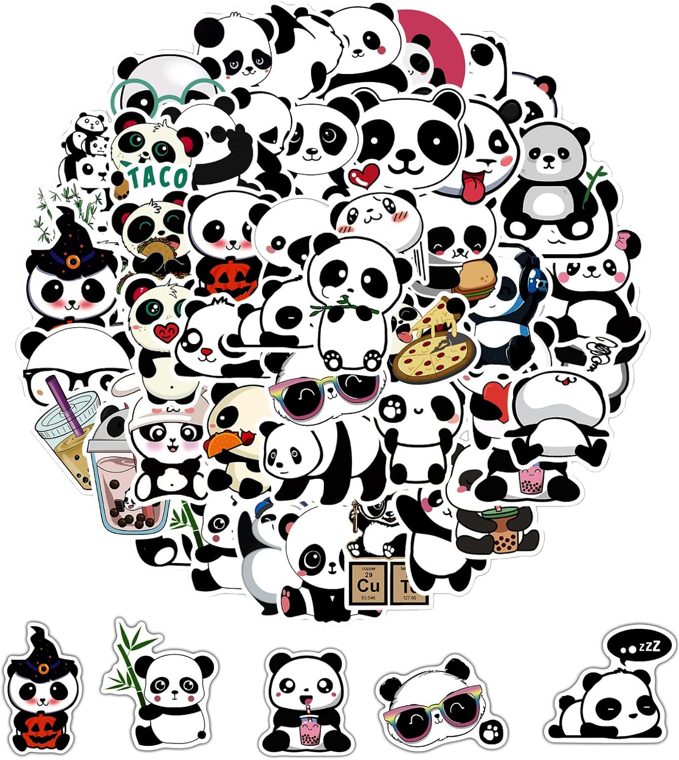 100 Piezas Pegatinas Panda, Pegatinas Panda Impermeables, Pegatinas Panda DIY, Pegatinas Impermeables, Decoración de Portátiles, Maletas, Guitarras de Esquí