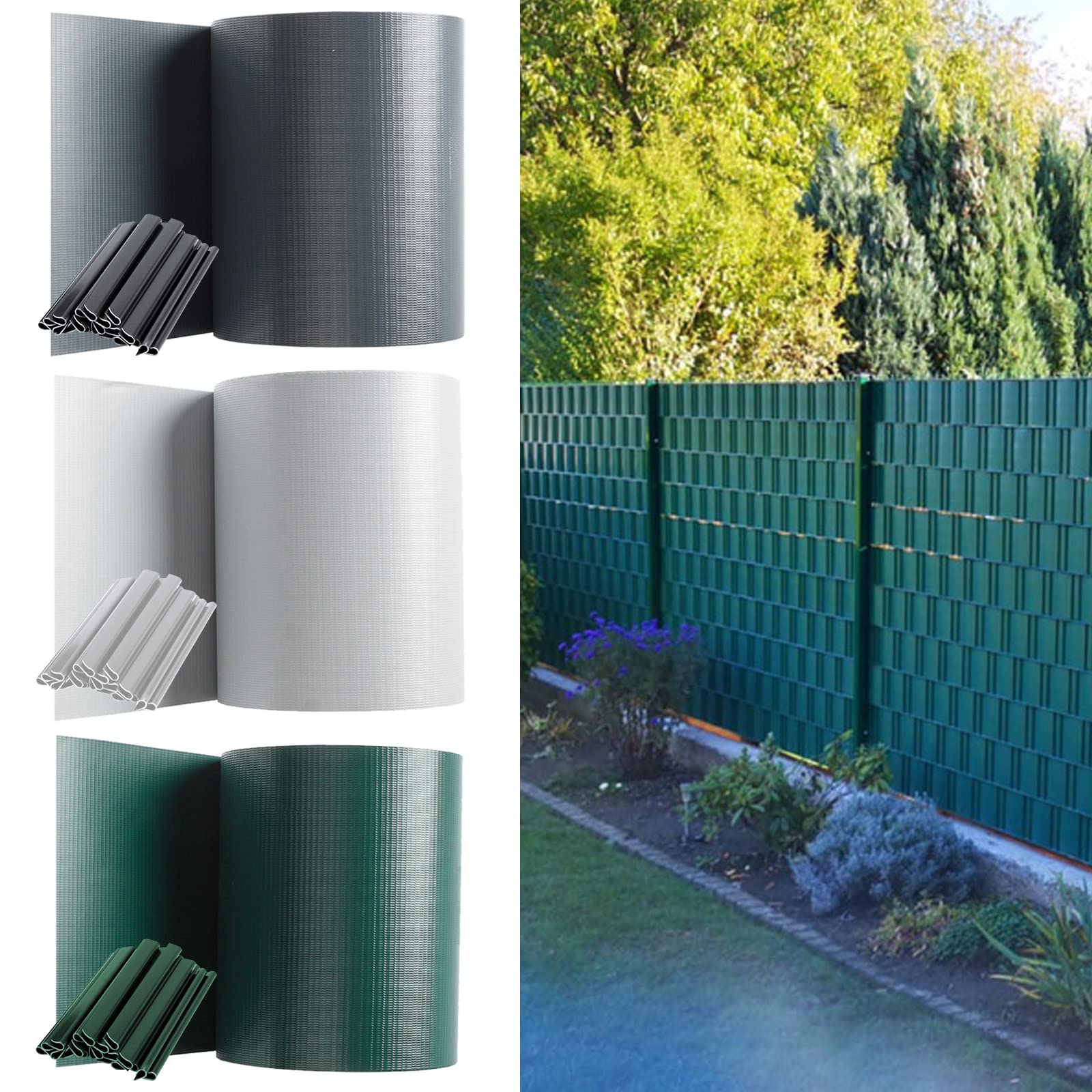 Strisce di protezione per recinzioni a doppia asta, 210m x 19cm, in PVC, con 180 clip, resistenti alle intemperie, 450 m² per recinzioni a doppia asta in giardino, balcone, antracite
