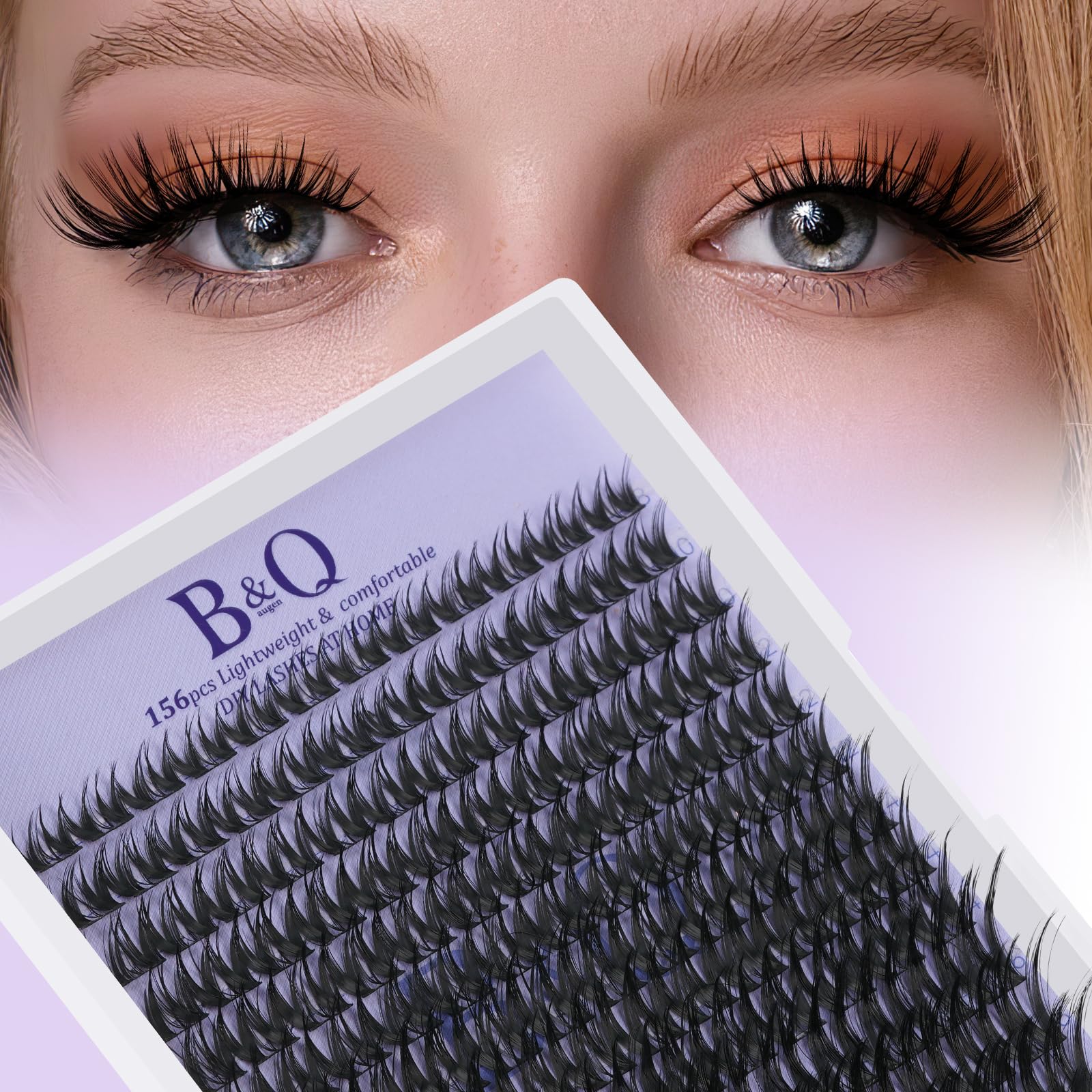B&Q Lash Clusters 1 Cluster=3 Regular Wispy Eyelash Clusters 156PCS Natural Cluster Lashes for Round to Thick Cat Eye flora Lash Clusters D Curl Cluster Lash Extensions Perfect for Everyday Glam（B0X）