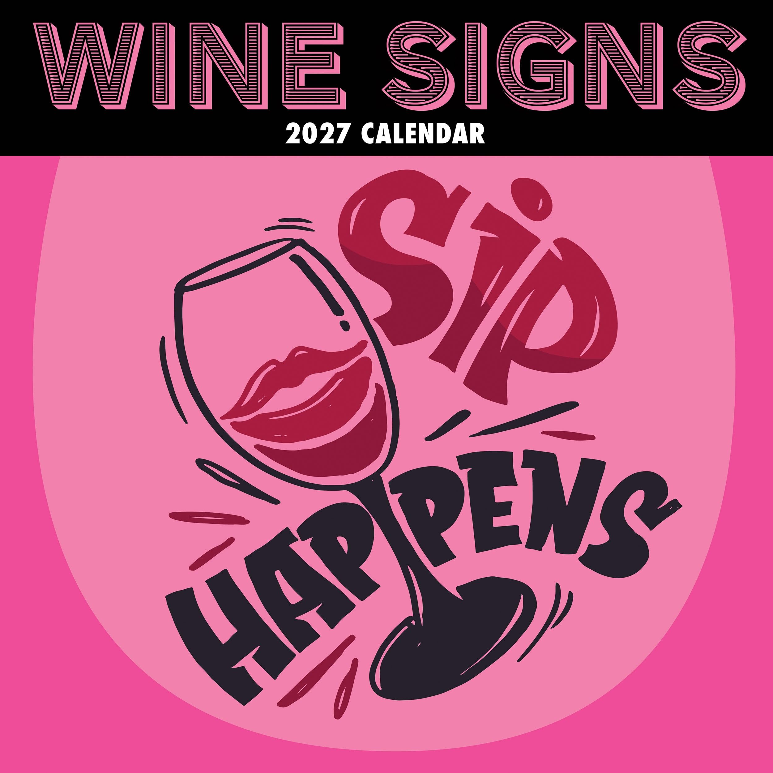 TGSC | Wine Signs 2026-2027 Calendar, 16-Month Square Wall Calendar (Sept 2026-Dec 2027), UK Planner with Wine Sign Designs, Home or Office Organiser | 30 x 30 cm