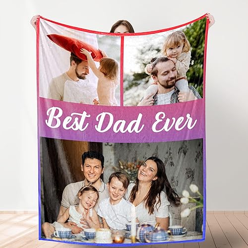 Miniatura 24 de YESCUSTOM Manta personalizada para el día del padre con fotos y texto, manta de collage de texto, regalos personalizados para papá de hija, hijo,