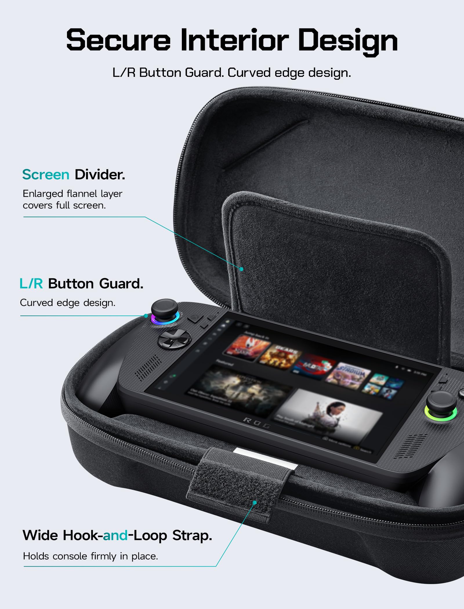 JSAUX Carrying Case for ROG Xbox Ally / ROG Xbox Ally X (2025) Double-Decker, Protective Hard Shell, Dual Layer Portable Travel Storage Bag Fits Adapter, Cable and Accessories -BG0136 - 5