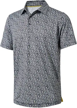 Golf Shirts for en Dry Fit Short Sleeve Print Perforance oisture Wicking Polo Shirt