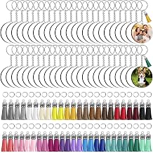 ZOCONE 250 Pcs Round Sublimation Keychain Blanks Bulk, Sublimation Blanks Keychain 2in Heat Transfer Blank Keychains, Double Side Keychain with Tassels, Jump Rings, DIY Gift Ornament