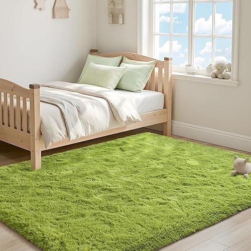 Miniatura 6 de ISEAU Alfombra de área mullida, lanuda y cómoda para interiores, dormitorio de niños y niñas, dormitorio de bebés, tapete para piso al lado de la