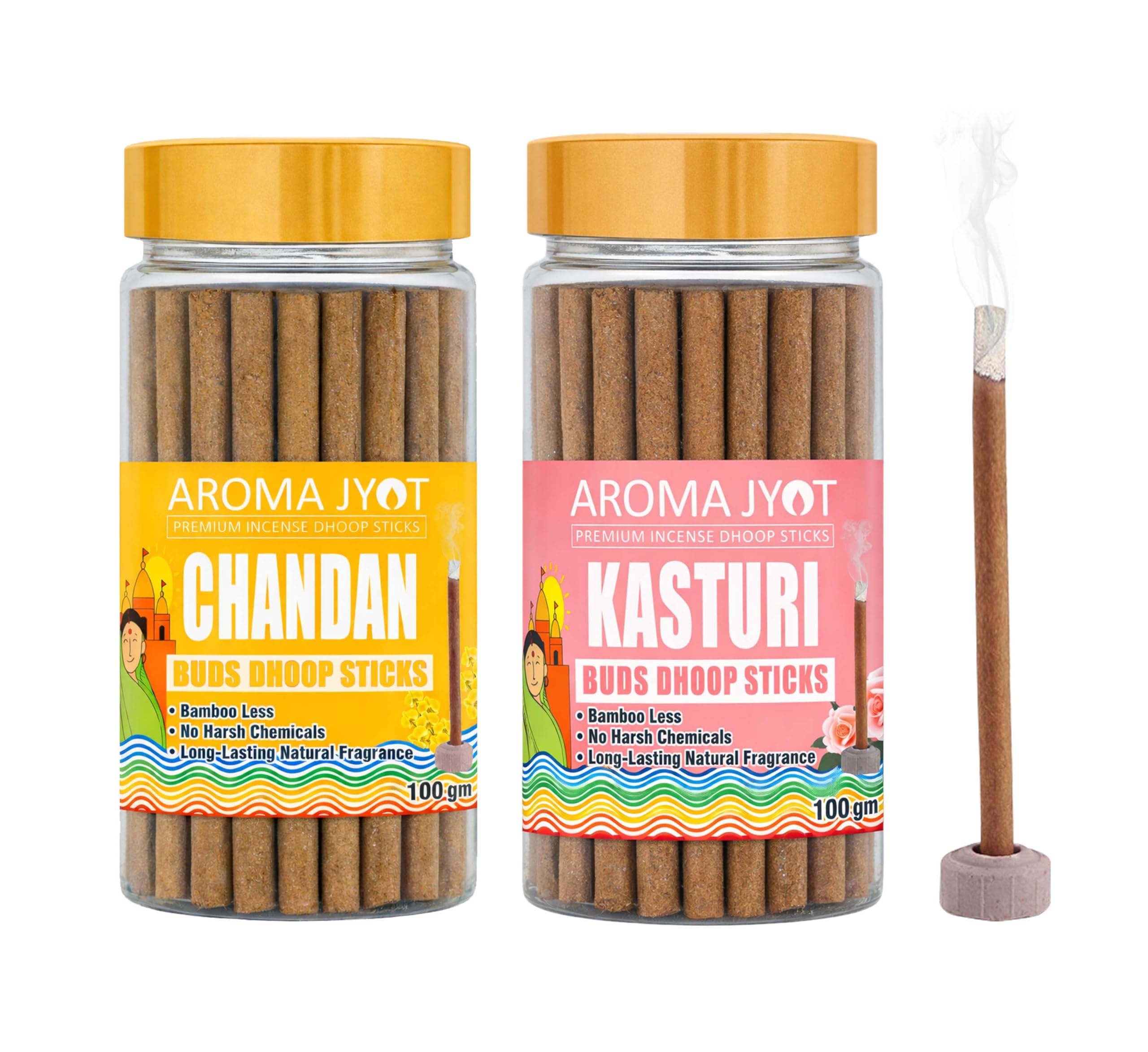 Dhoop Sticks Combo Pack 100gm Each with Holder Stand | Premium Bamboo Less Incense Sticks | No Charcoal, dhupbatti Long Lasting Natural Fragrance for Puja, Meditation & Home Freshener-image-14