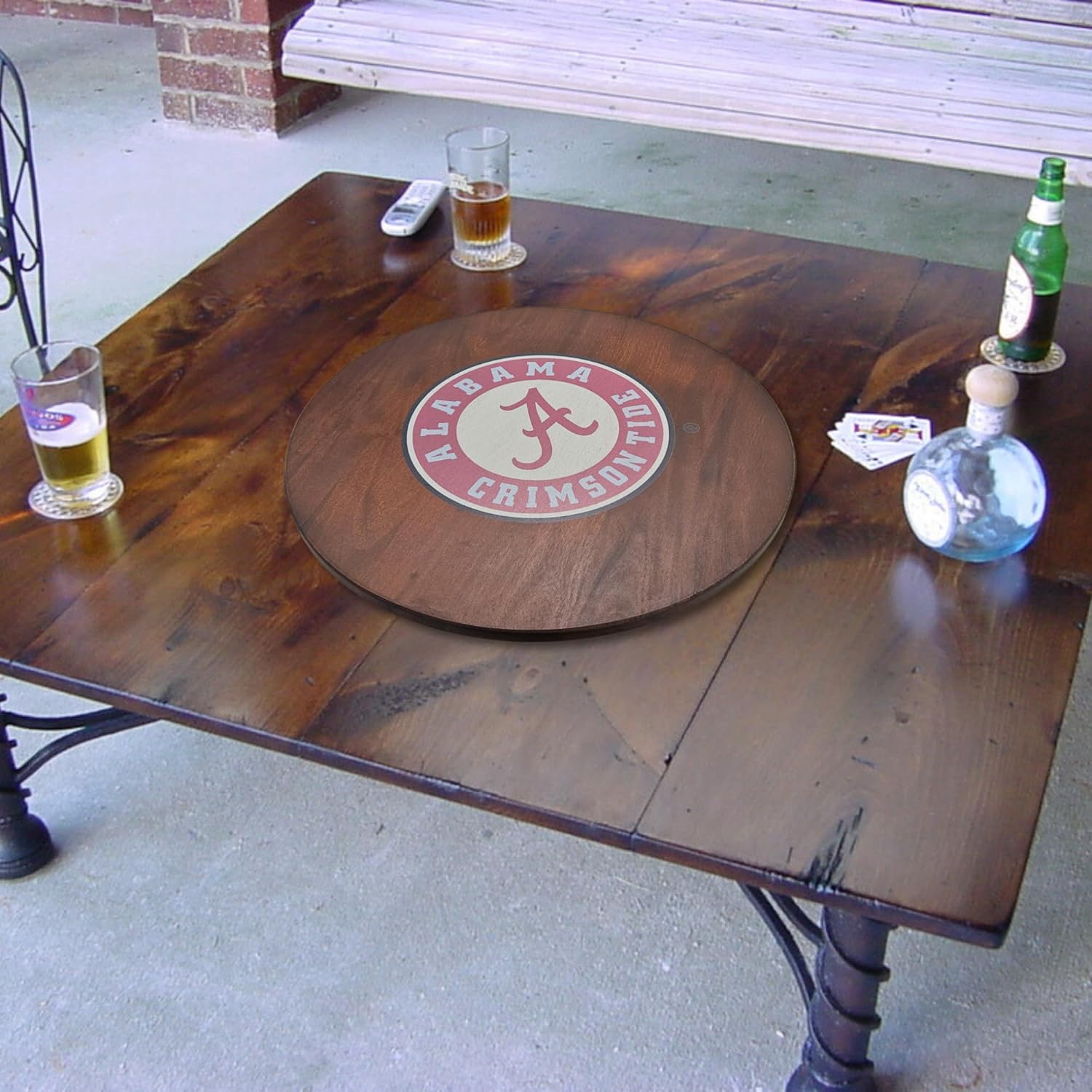 18” Wooden Lazy Susan - Alabama Crimson Tide Logo by Fan Creations - Decorative Turntable Rack for Kitchen, Storage, Dining Buffet Tables- Tabletop Accessory for Game Day, Graduation Parties, Man Cave
