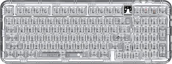 YUNZII Coolkiller CK98 Wireless Hot Swappable Mechanical Keyboard with OLED, 1800 Layout Transparent Acrylic Gasket Mounted Keyboard for for Windows/Mac (Ice Blade Switch, White)