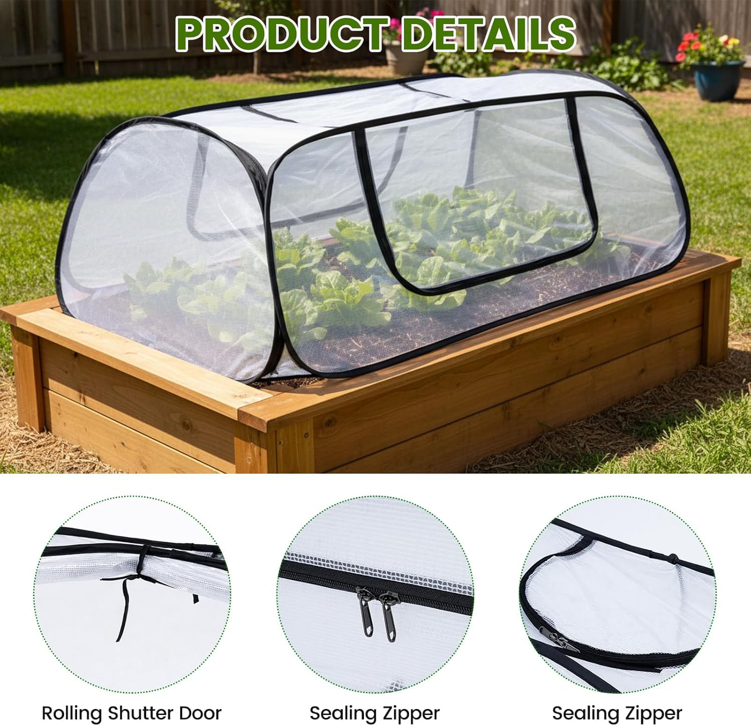 Laelr Garden Plant Cover for Raised Beds, 45''x19.6''x17.7'' Garden Row Plants Cover with Storage Bag, Stakes for Protecting Seedlings, Fruits, Vegetable Rows from Birds, Sun Freeze Protection