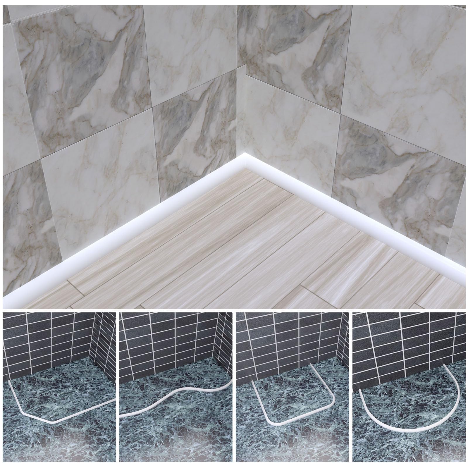 Hzetuu Flexible Quarter Round Molding - 78in Self-Adhesive Silicone Trim, Waterproof & Anti-Collision For Bathrooms & Kitchens - View #13