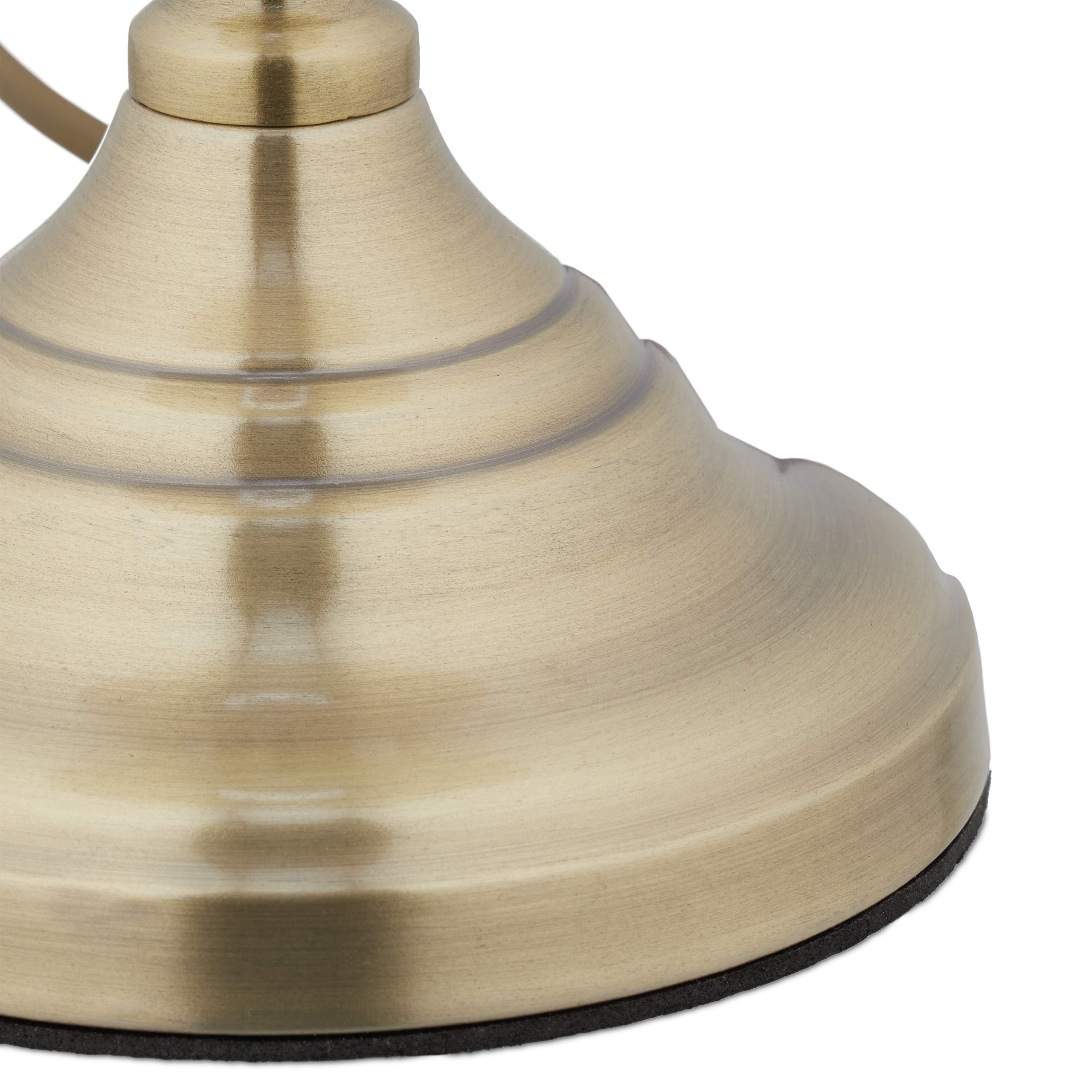 Relaxdays Lampada da Tavolo, Paralume in Stile Vintage, Salotto & Camera, Luce da Comodino, 43 x 21 cm, Bianco/Dorato