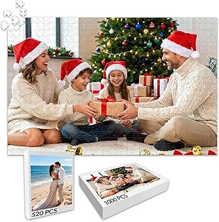 Comprar Puzzle Personalizado con Foto-300/500/520/1000 Piezas de Madera,Impresión HD,Regalos Personalizados Original para Cumpleaños,Aniversario y Navidad (Navidad)