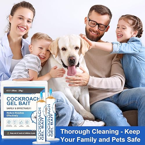 Miniatura 5 de Paquete de 4 gel de control de cucarachas para uso en interiores, fórmula de larga duración sin residuos con calcomanías de fácil colocación, gel de