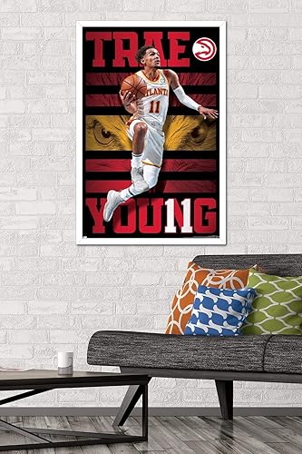 Vista 38 de Trends International NBA Atlanta Hawks - Póster de pared de Trae Young 20, 34 pulgadas de largo x 22.4 pulgadas, versión enmarcada en negro Versión