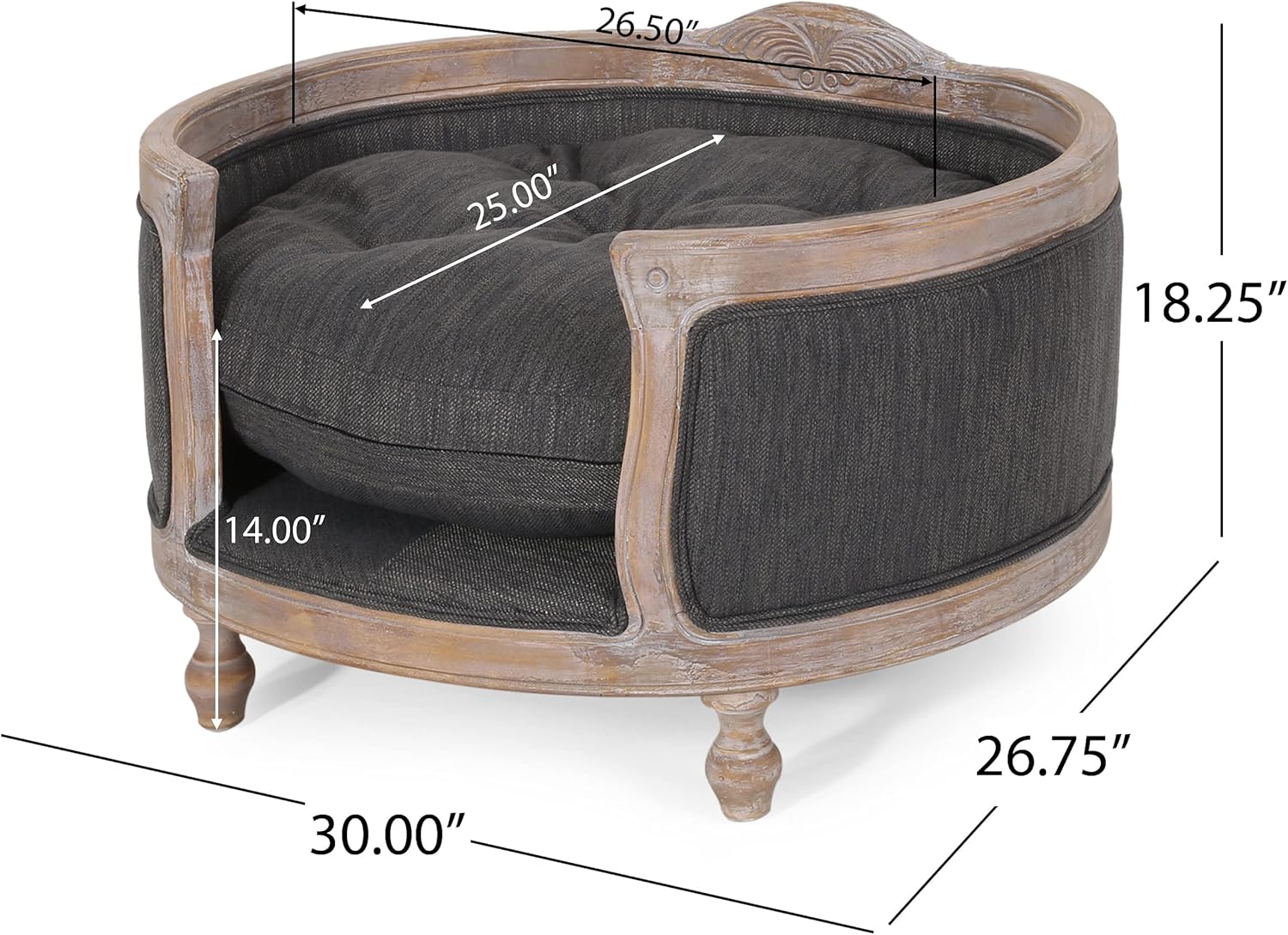 Christopher Knight Home Gilmanton Upholstered Medium Pet Bed - Charcoal/Antique Natural