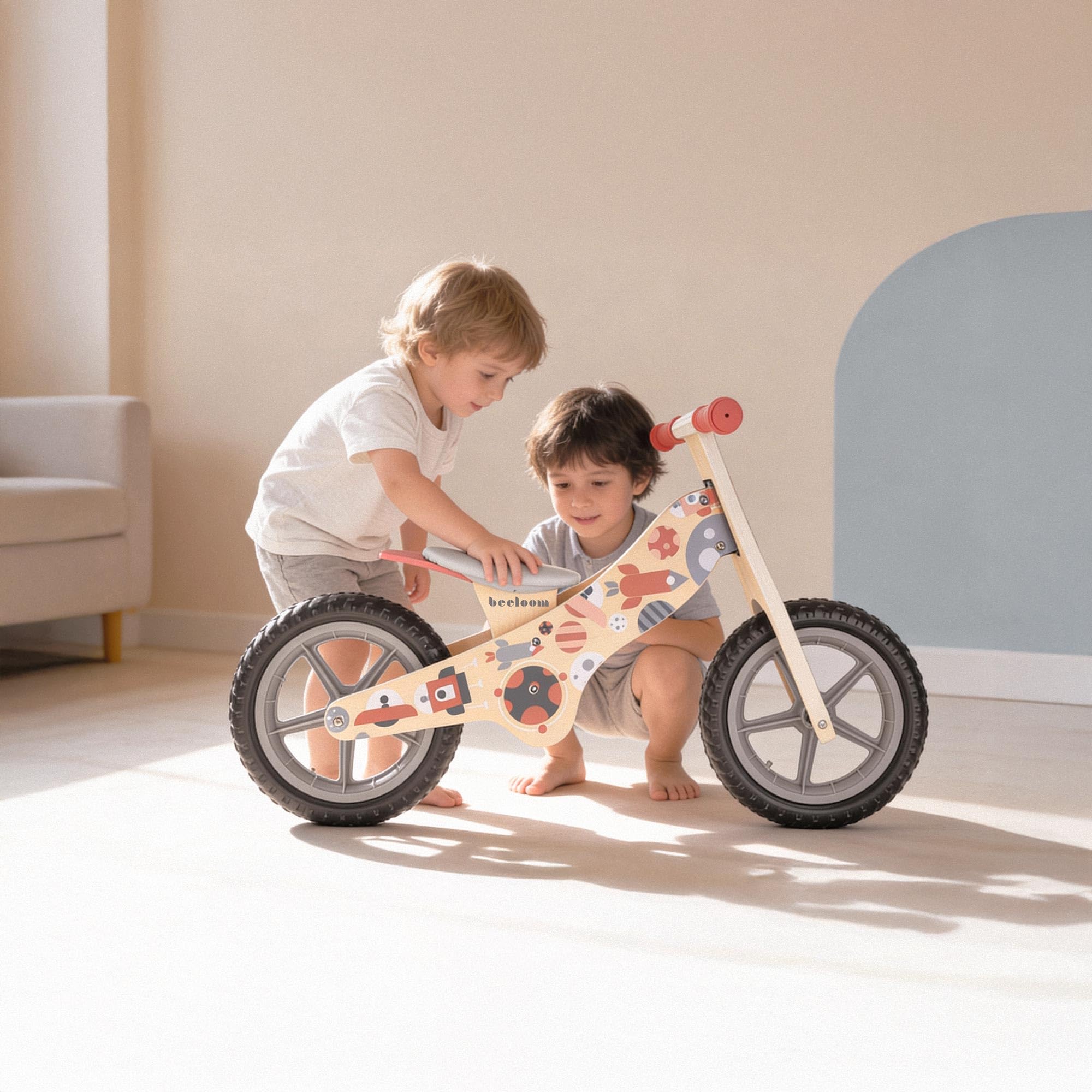 Beeloom Bicicletta senza Pedali per Bambini da 2 anni fino a 25 kg Bicicletta Infantile in Legno per Migliorare l’Equilibrio con Sellino Regolabile COSMO Bike