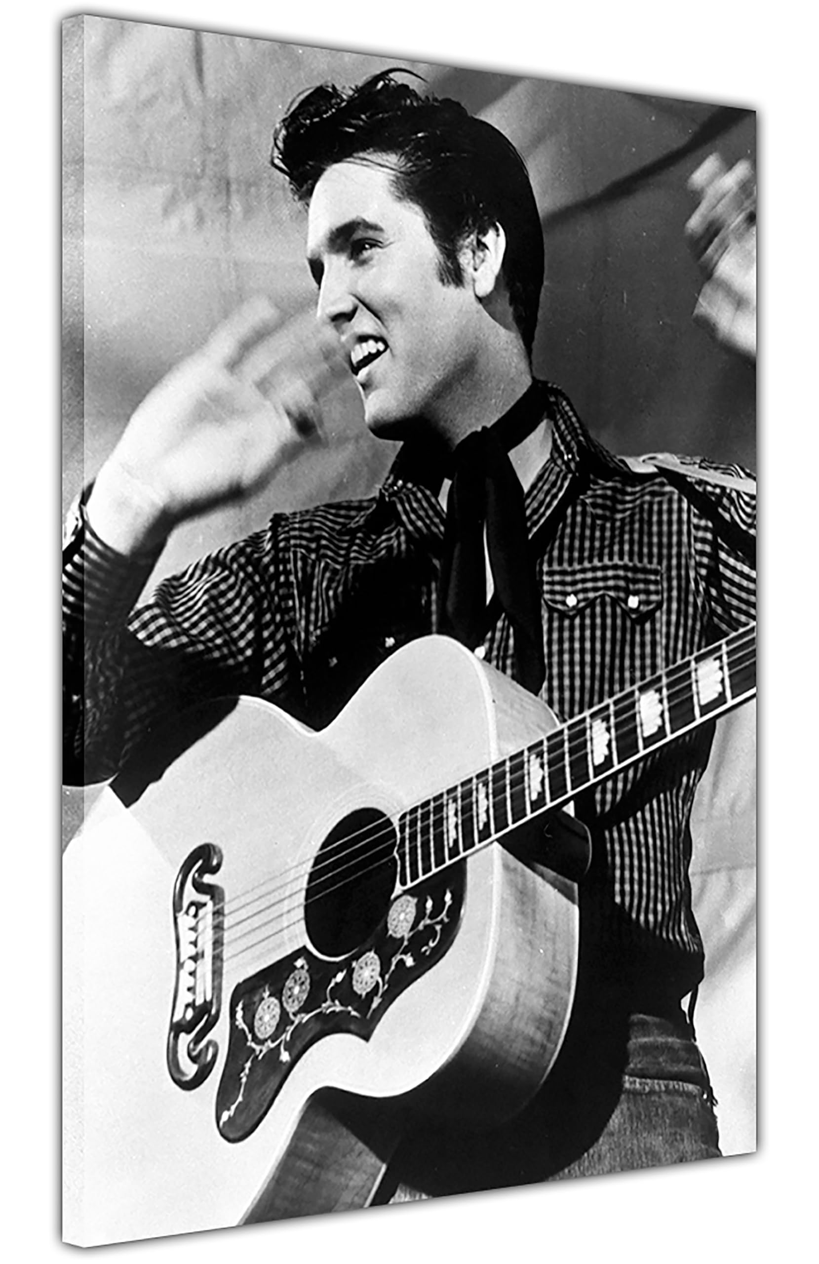Pastello Black, White Elvis Presley Guitar, Canvas Wall Art, Wall Art Picture Print For Living Room And Bedroom (77Cm X 51Cm / 30 X 20Inch)