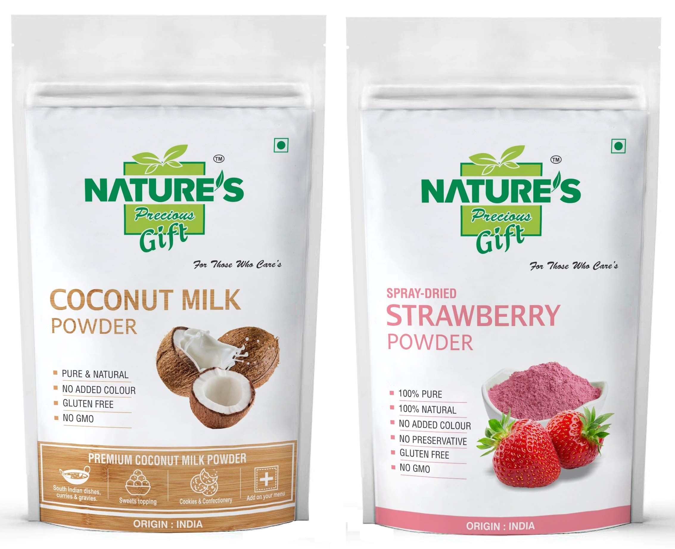 NATURE'S GIFT - FOR THOSE WHO CARE'S Coconut Milk Powder & Strawberry Powder - 500 GM (Super Saver Combo Pack)-image-46