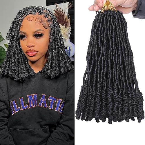 COOKOO Rastas de ganchillo de 12 pulgadas, 8 paquetes de trenzas de ganchillo de color negro natural pretrenzado suave con nudos cortos, extensiones