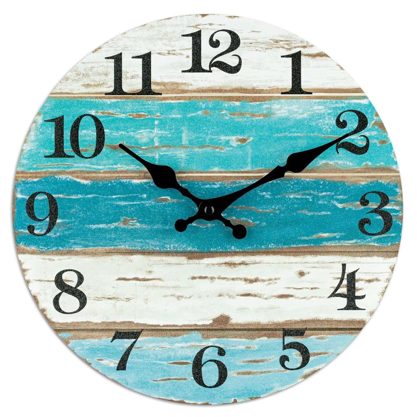 detee Wall Clock-Beach Themed Blue Wall Clocks Battery Operated Silent Non-Ticking,for Home Kitchen Living Room Office 10 Inch