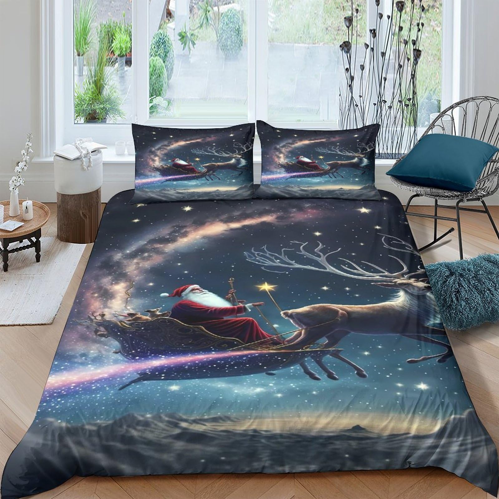 Ctjqhvkz Style-2 3D Printed Galaxy Starry Sky Fitted Sheet Microfiber Soft Mattress Cover Cosmic Nebula Bedroom Decor Single（135X200cm）