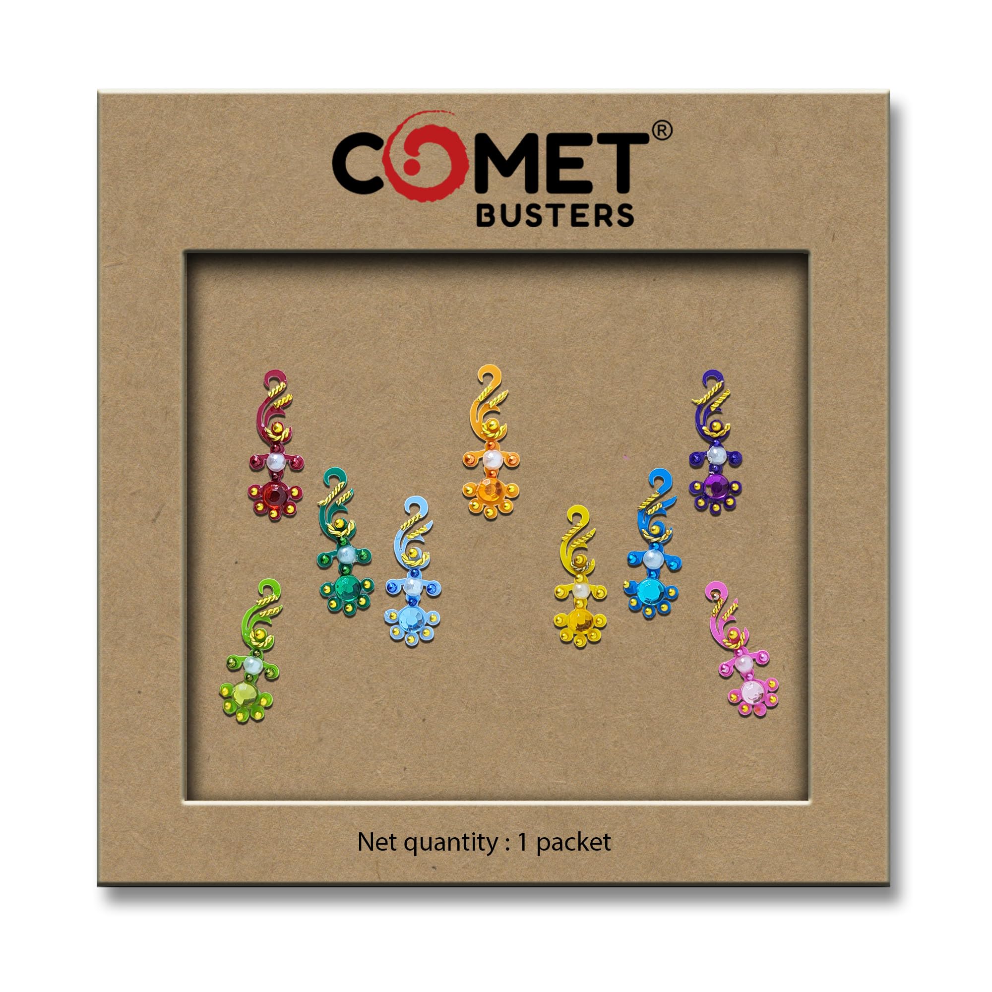 Comet Busters Bridal Collection Handcrafted Multicolor Fancy Bindi For Women (BIN042)-picture-22