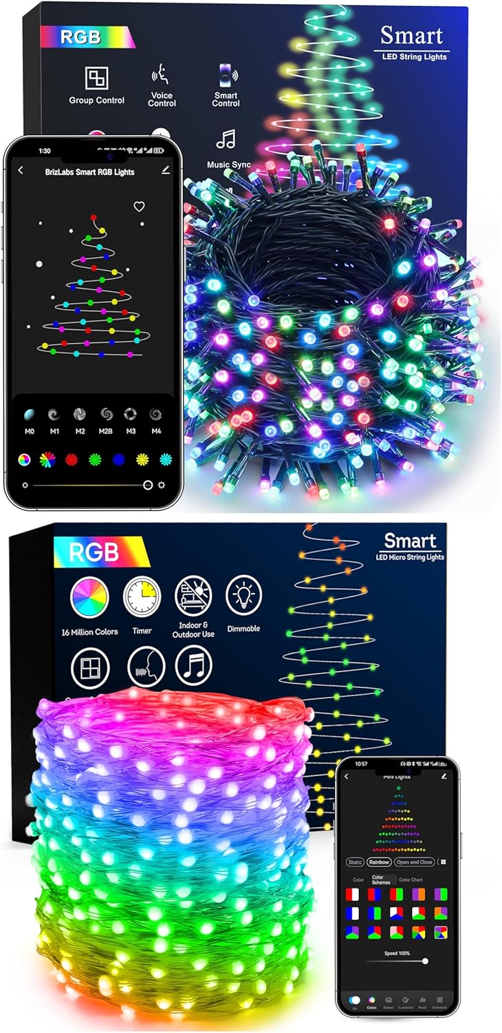 Brizled 196ft 600 LED Smart WiFi Christmas Lights 66FT 200