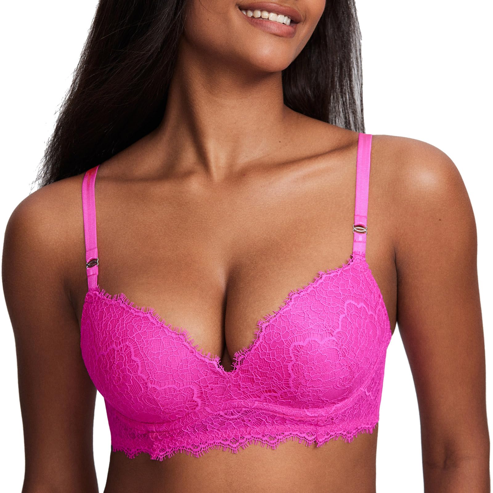 DOBREVA Sujetador Acolchado Push Up de Encaje para Mujer Cómodo y sin Aros