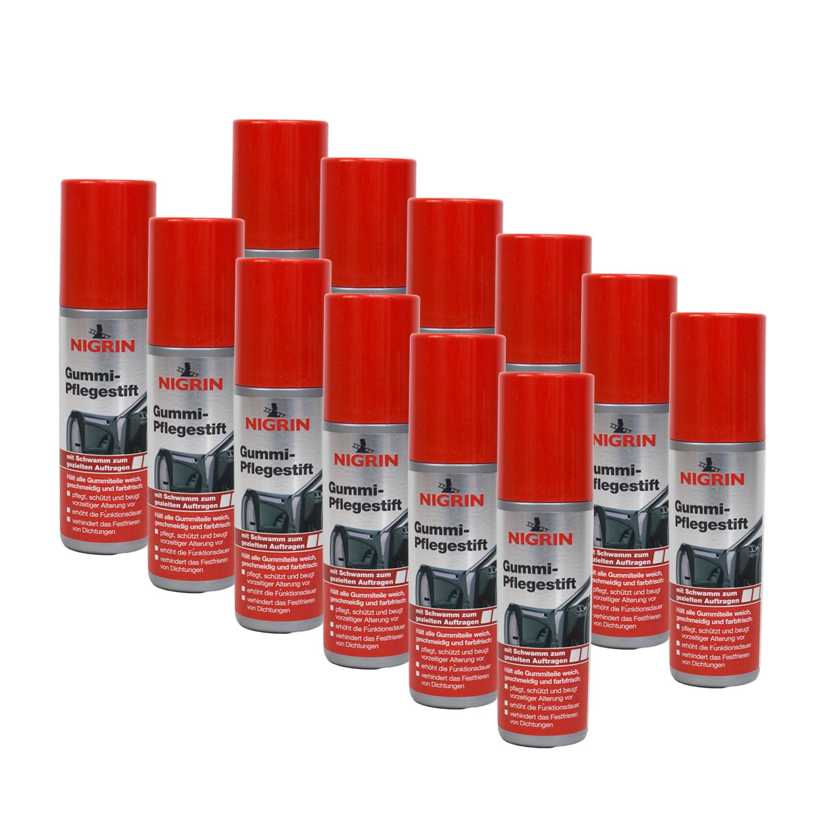 NIGRIN 12x 74653 Gummi-Pflegestift 75 ml