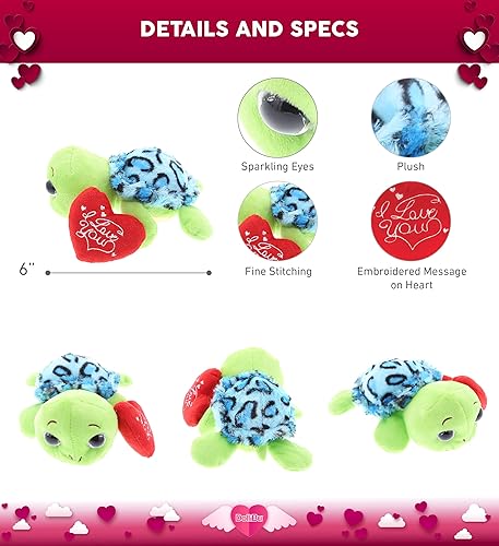 Miniatura 3 de DolliBu Tortuga marina de peluche con concha azul con corazón rojo y nombre, regalo personalizado para el día de San Valentín, cumpleaños,