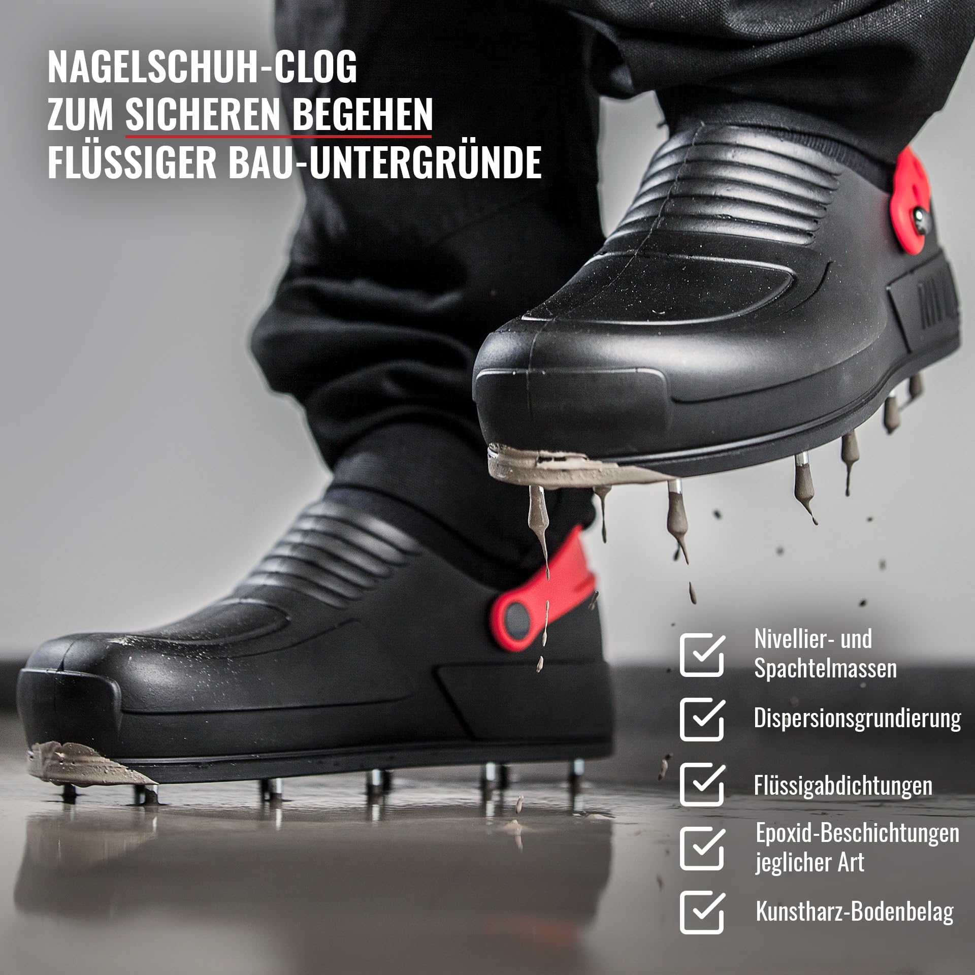 Work - Nagelshuh Clog zum Begehen Aller Epoxi, Nivellier- & Spachtelmassen, Grundierungen, Flüssigabdichtungen & Epoxi