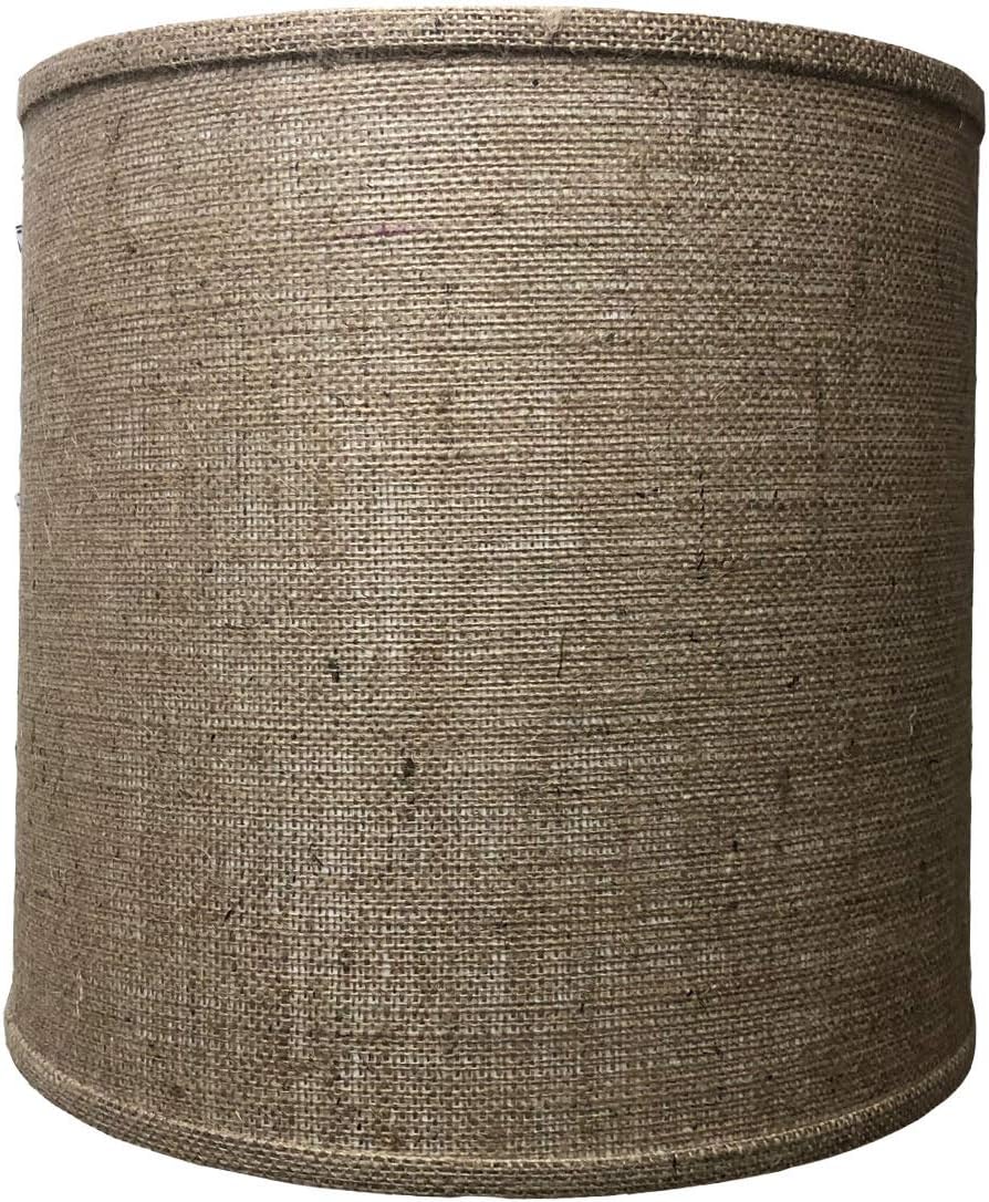Royal Designs, Inc. Tall Drum Hardback Lamp Shade, Made in the USA, Burlap Natural, 14"