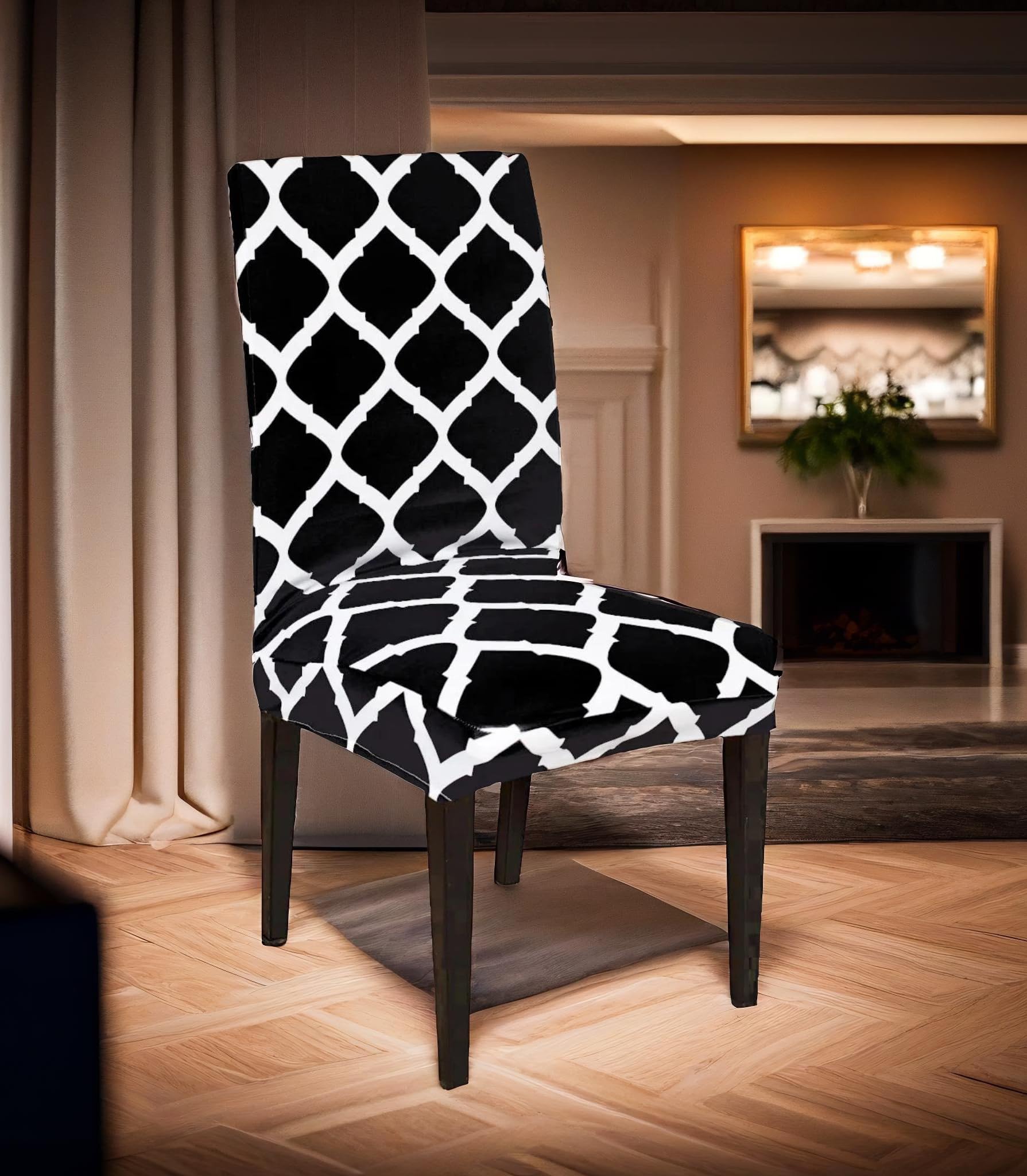 Grey Elastic Chair Cover - Protect Dining Chairs -21