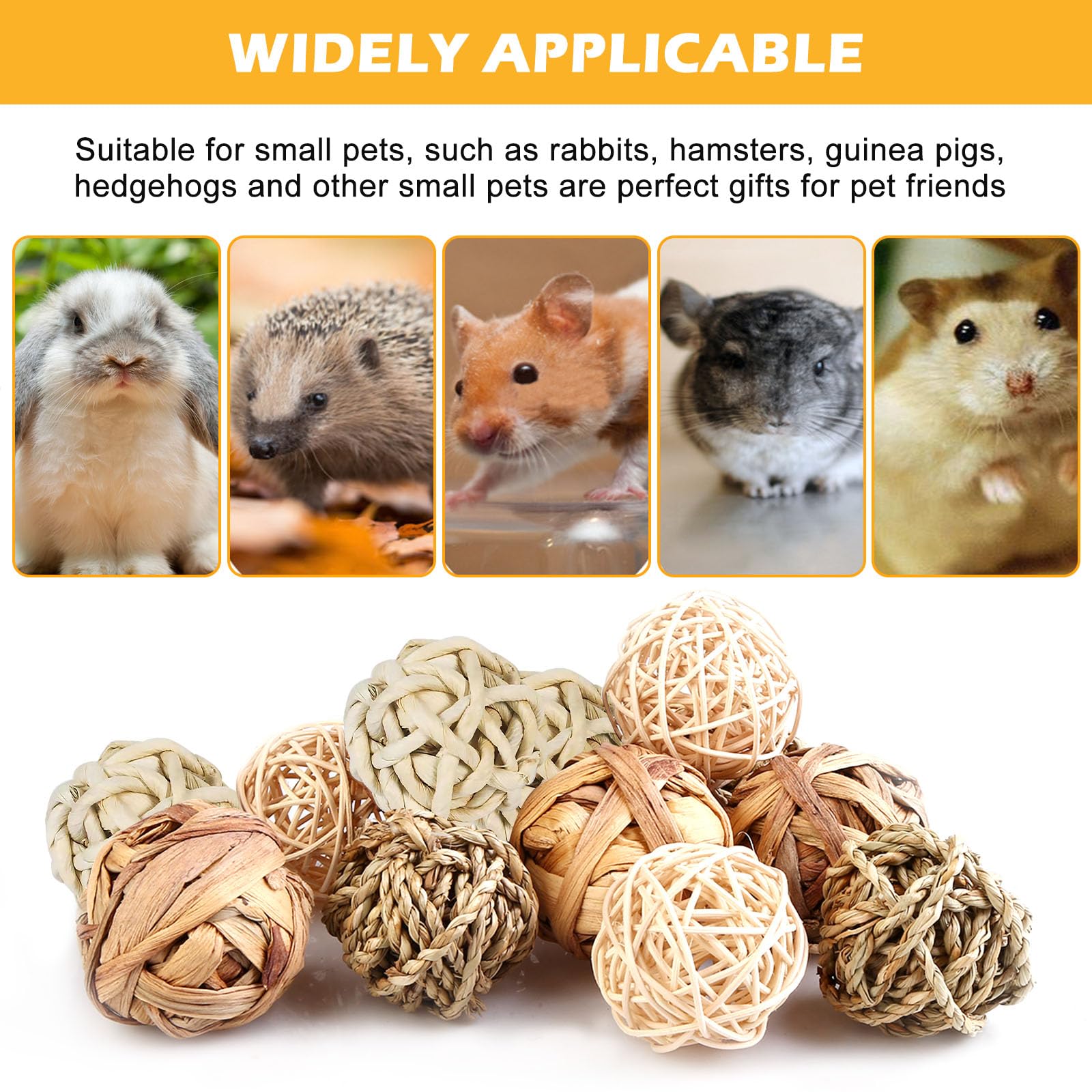 15 Piezas Masticar Juguetes Para Animales Pequeños, Bolas De Hierba Masticar Juguetes Masticar Pelotas Masticar Juguete Juguete Conejo Pelotas De Juego Para Conejos Hamsters Chinchillas Cerdos Gerbo
